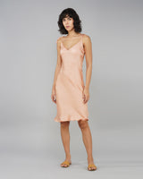 Bias cut slip dress coral