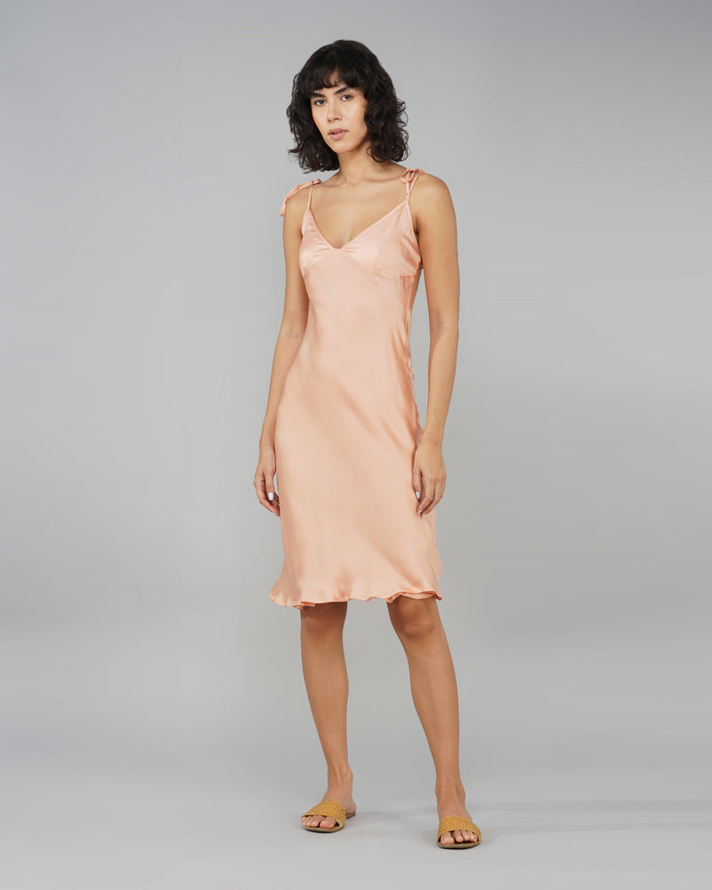 Bias cut slip dress coral