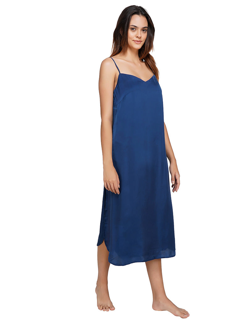 Indigo Blue Organic Cupro Slip Dress