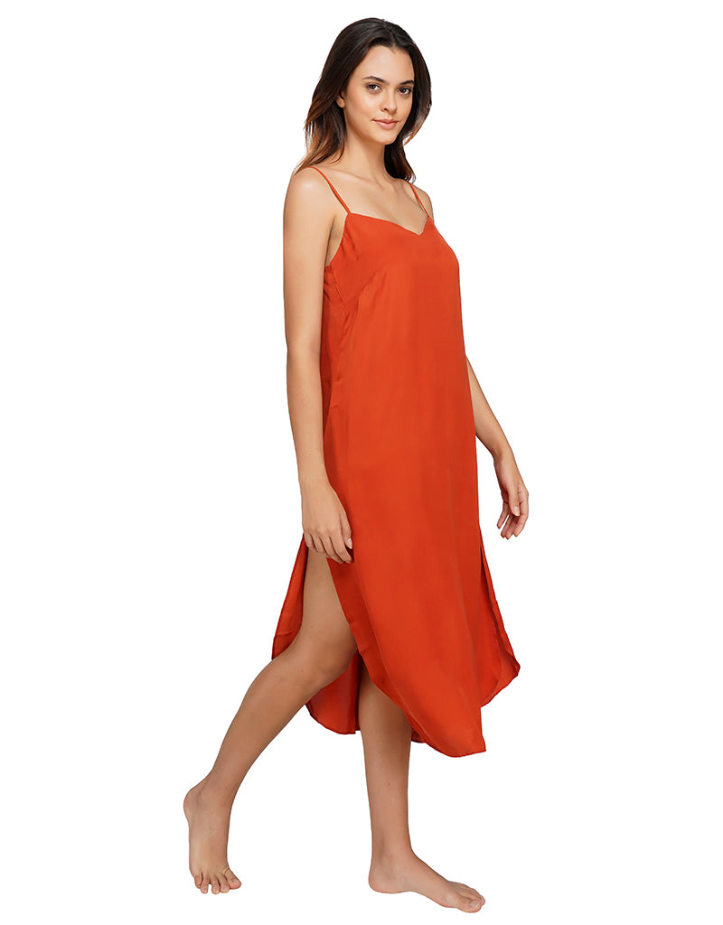 Madder Red Organic Cupro Slip Dress
