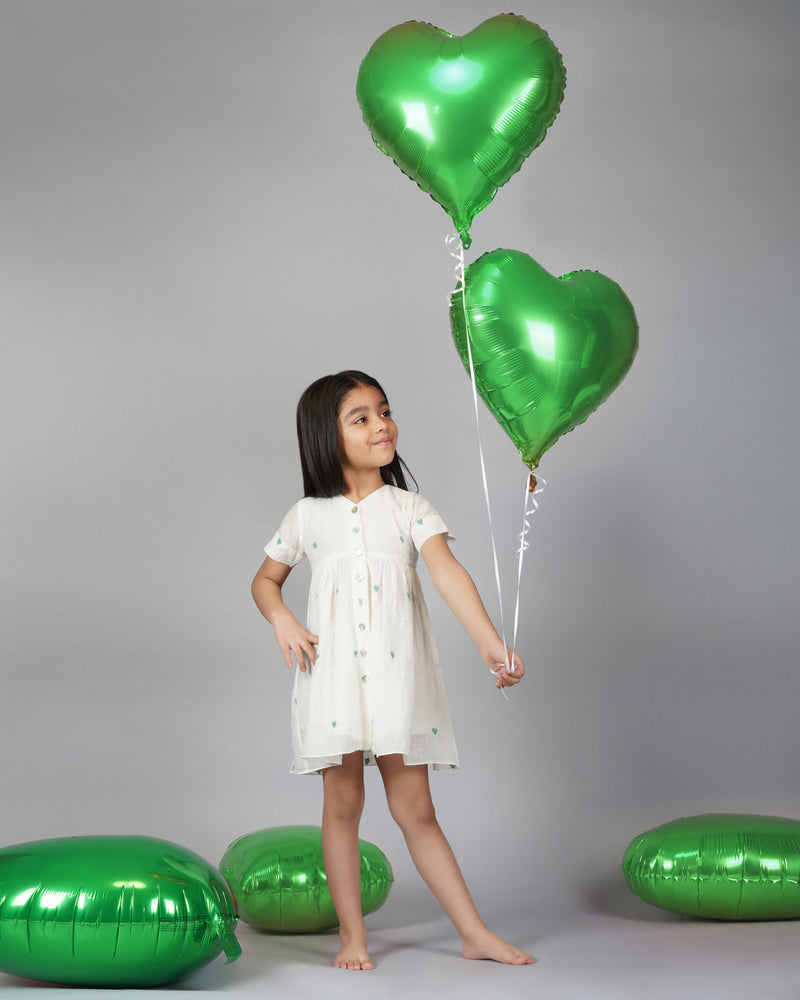 TM Green hearts button down frock
